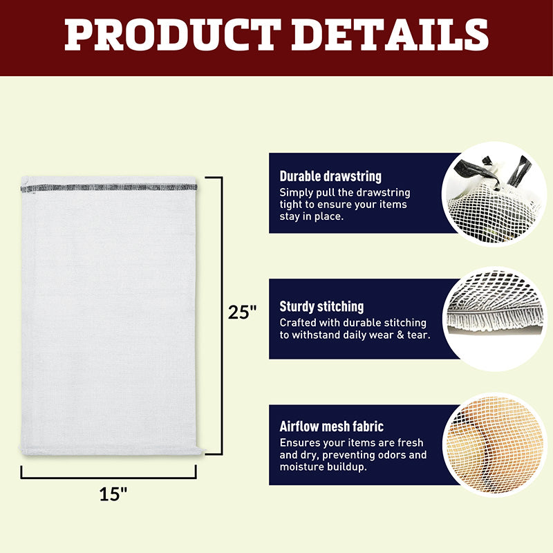 Mesh Produce Bags for Onions / Corn / Potatoes 15" x 25"