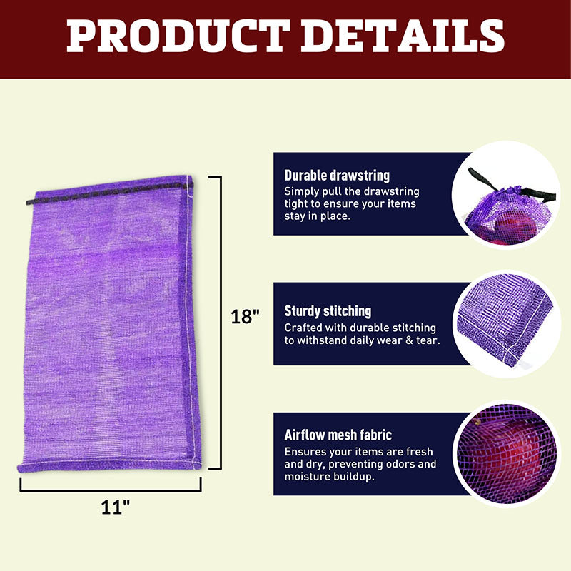 Mesh Produce Bags for Onions / Corn / Potatoes 11" x 18"